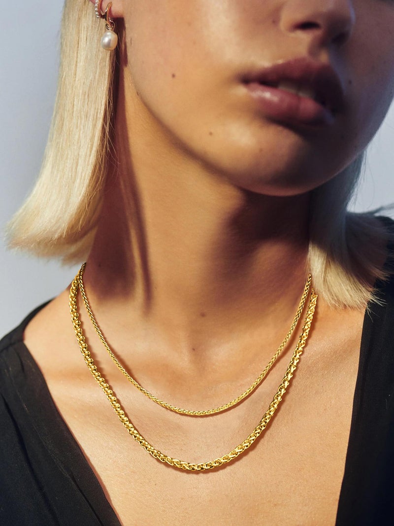 PROSTEEL 18K Gold Plated Wheat Layering Necklace Twisted Chain Mens Jewelry 6mm Hip Hop Gold Chain for Men - Image 5